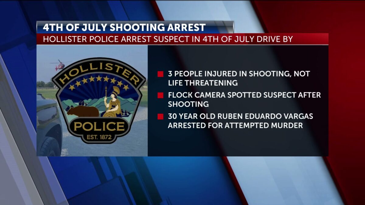 Suspect arrested in Hollister’s 4th of July drive-by shooting