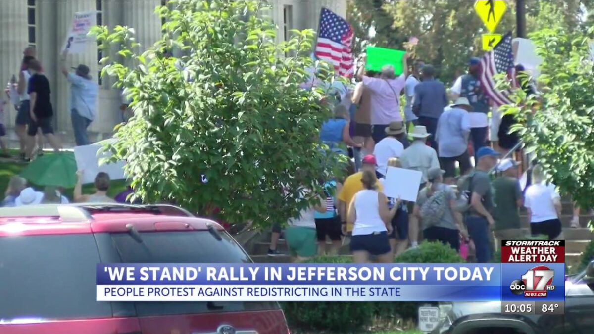 Protesters rally against redrawing Missouri congressional seats in Jefferson City on Saturday