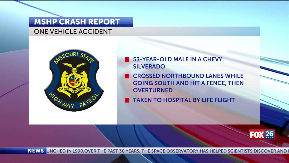 One person seriously injured in one-vehicle crash
