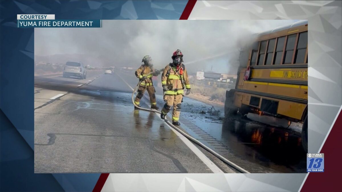 Yuma school bus catches fire