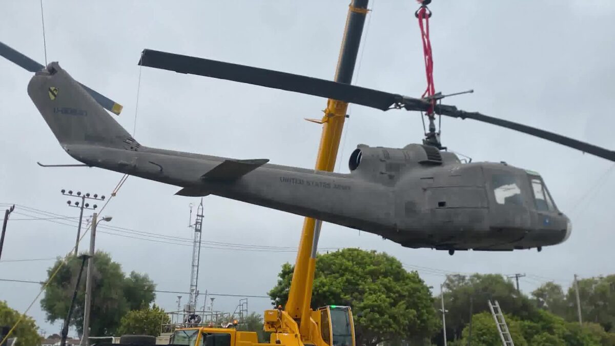 End of shift for the Vietnam Huey helicopter based in Santa Barbara