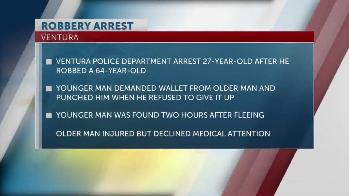 Ventura man arrested for robbery Friday morning