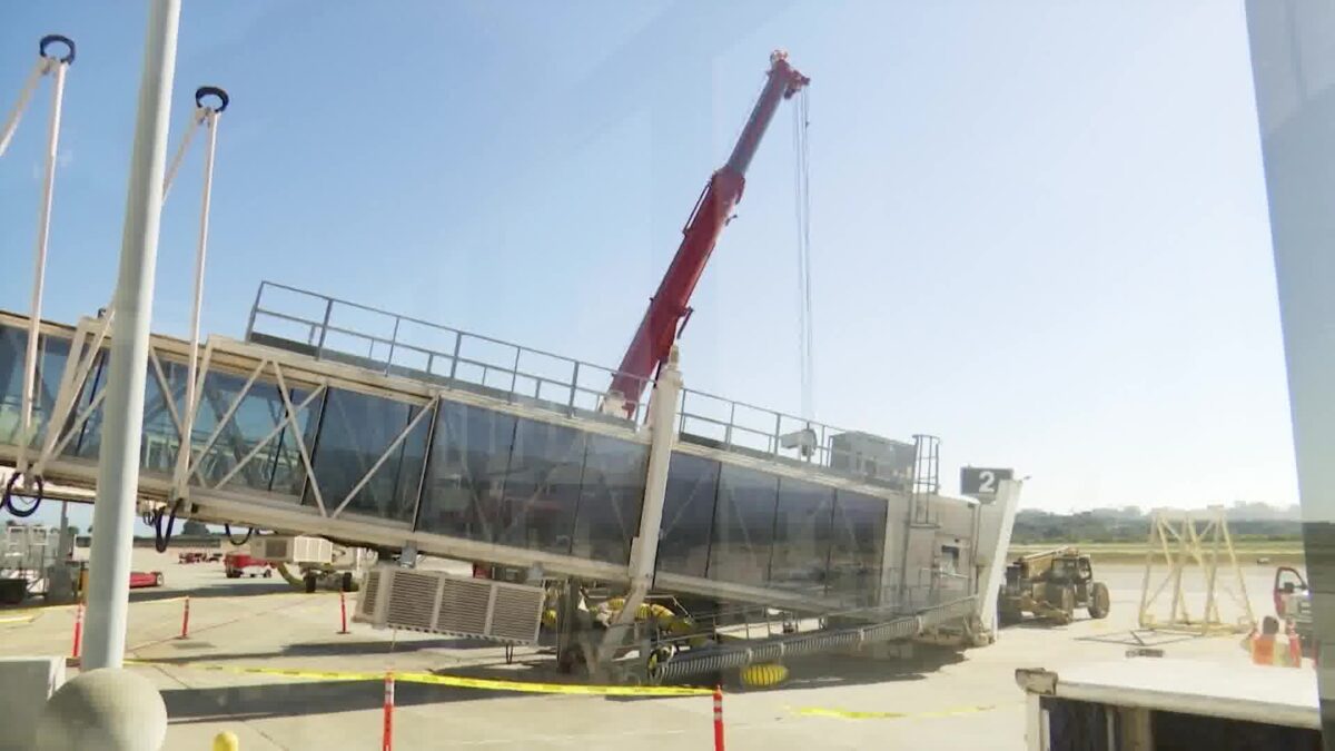 Jet Bridge at Santa Barbara Airport Collapses During Maintenance