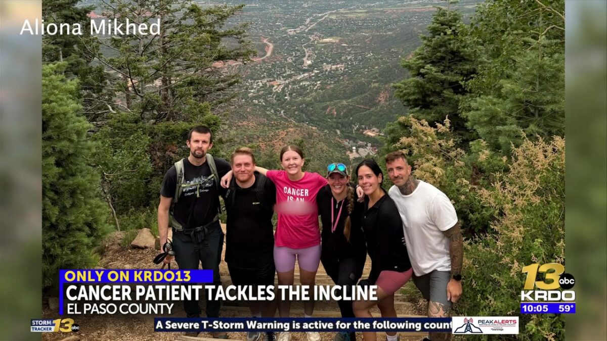 Woman fighting breast cancer does Manitou Incline while still undergoing chemotherapy