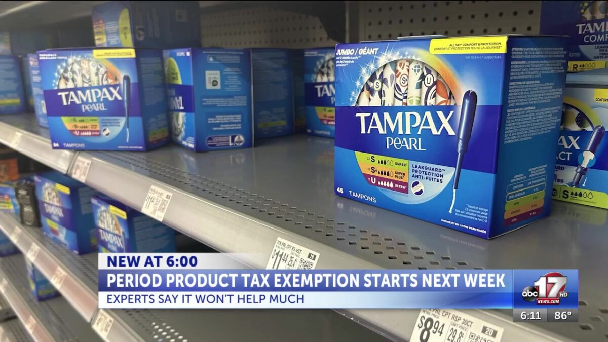 Period product sales tax exemption set to kick in Aug. 28