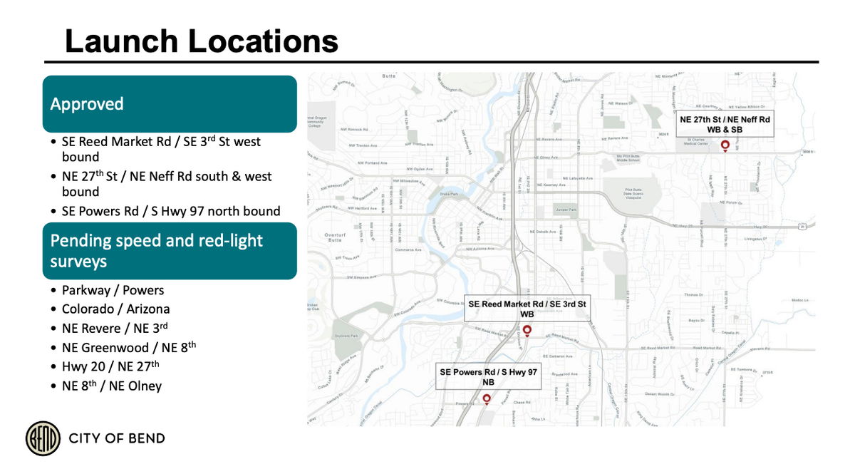 Red-light and speed enforcement cameras are coming soon to three Bend intersections; here’s where and when