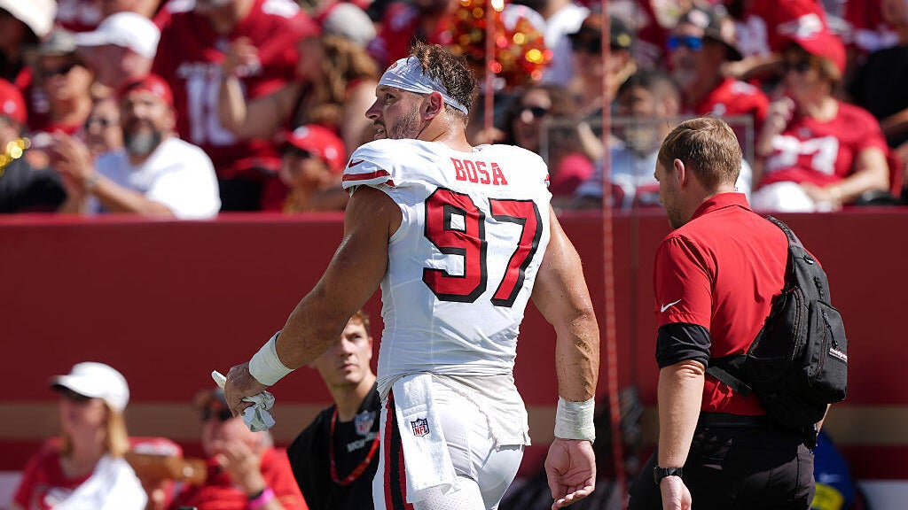 49ers’ star defensive lineman Nick Bosa out for season with torn ACL