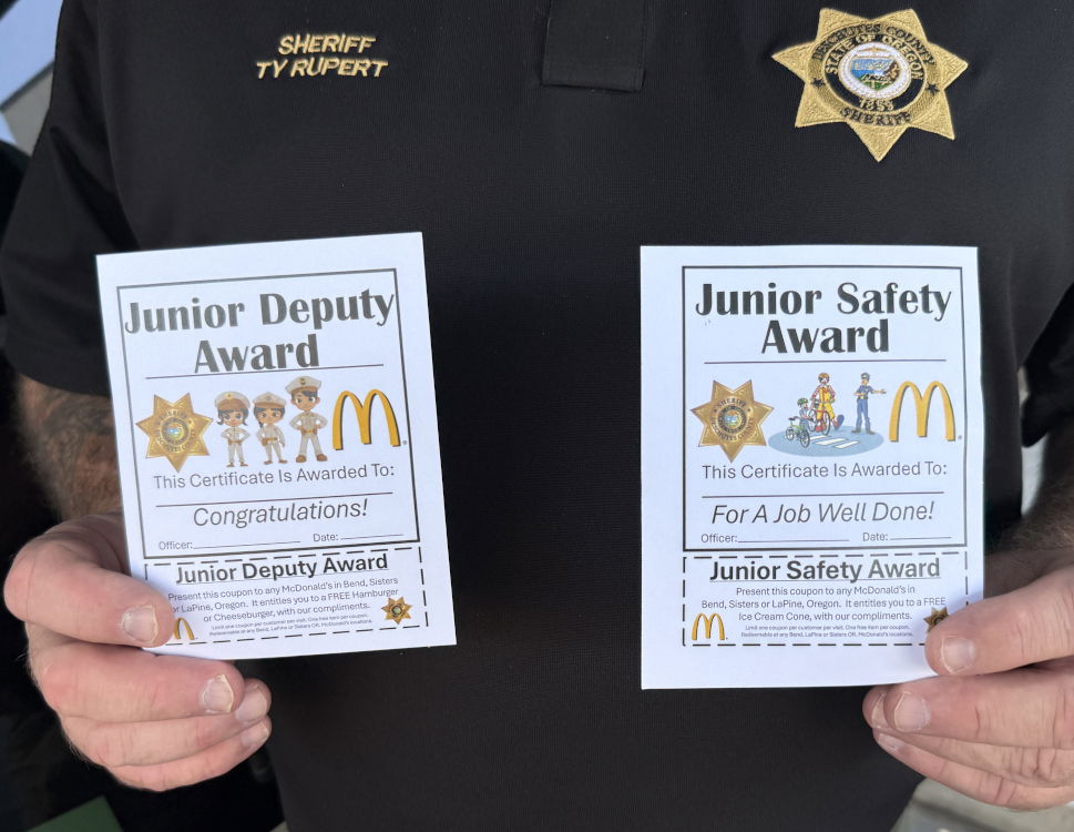 Deschutes County Sheriff’s Office revives ‘Junior Deputy’ and safety awards program to recognize kids’ good choices