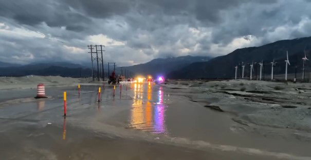 North Indian Canyon Drive opens back up at Whitewater Wash after heavy rain flooding