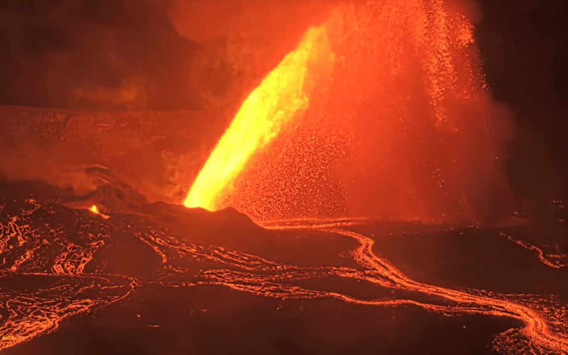 Lava fountains are shooting over 500 feet (150 meters) into the air