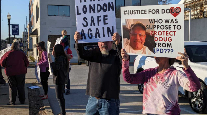 Doug Harless' family sues London PD and the city after he was killed during police raid.