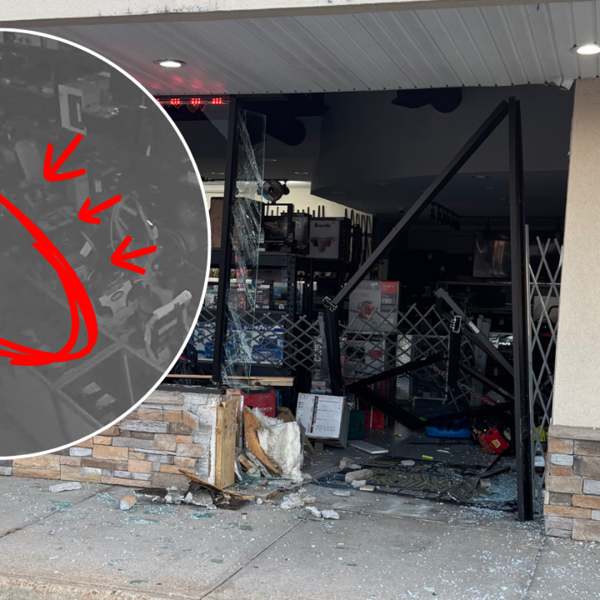 Police are looking for masked thieves who crashed a car into a Virginia pawn shop and stole multiple guns.