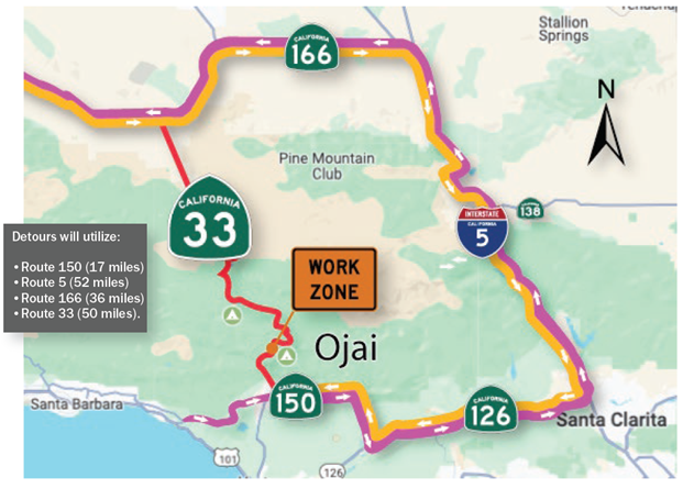 Multiple Extended Weekend Full Closures on State Route 33 at North Fork Matilija Creek Bridge