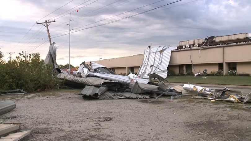 An eastern Oklahoma hospital was badly damaged as severe storms moved through the state on Tuesday.