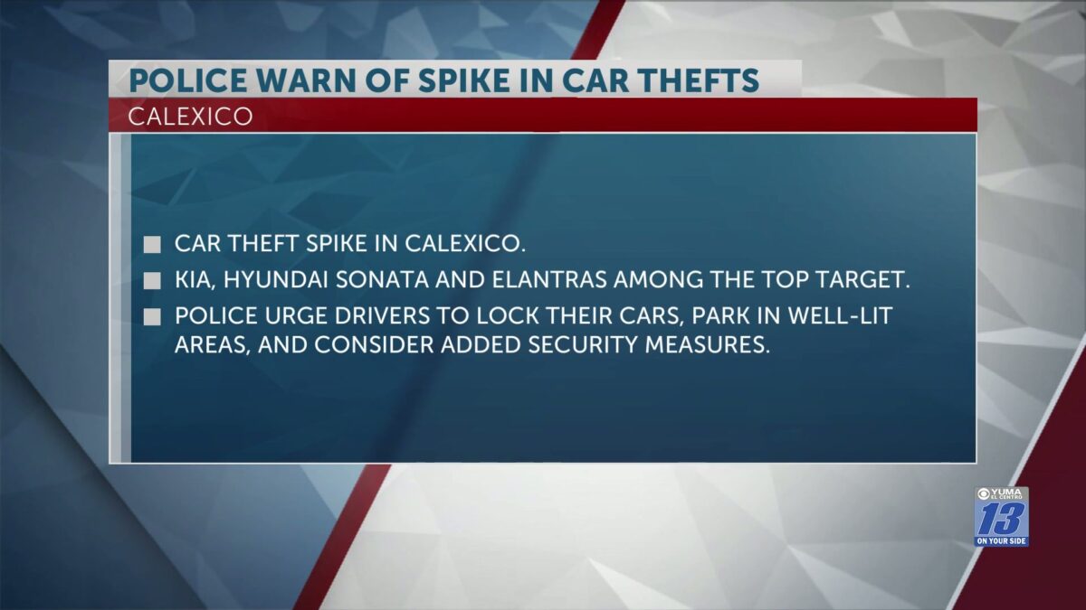 Calexico PD investigates rise in Hyundai and Kia thefts
