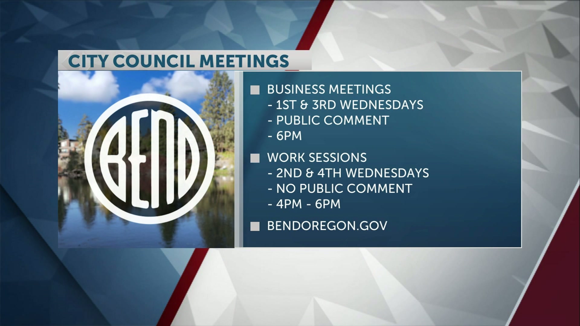 City of Bend announces City Council meeting schedule changes
