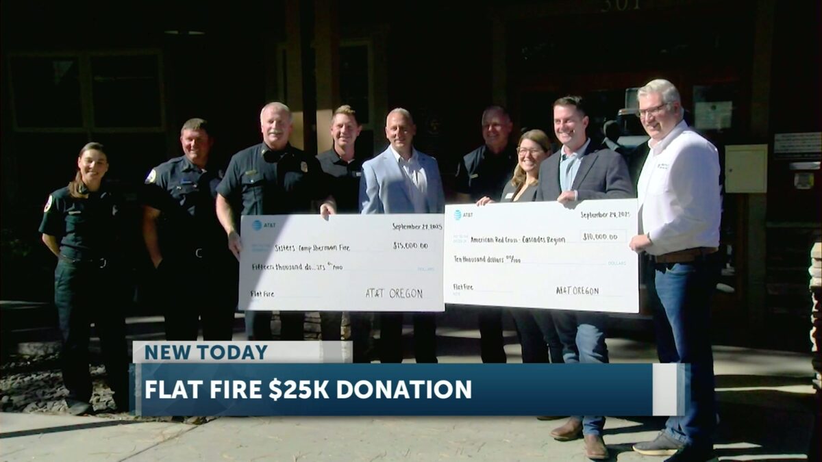 First responders receive donation from AT&T in Sisters for efforts during the Flat Fire