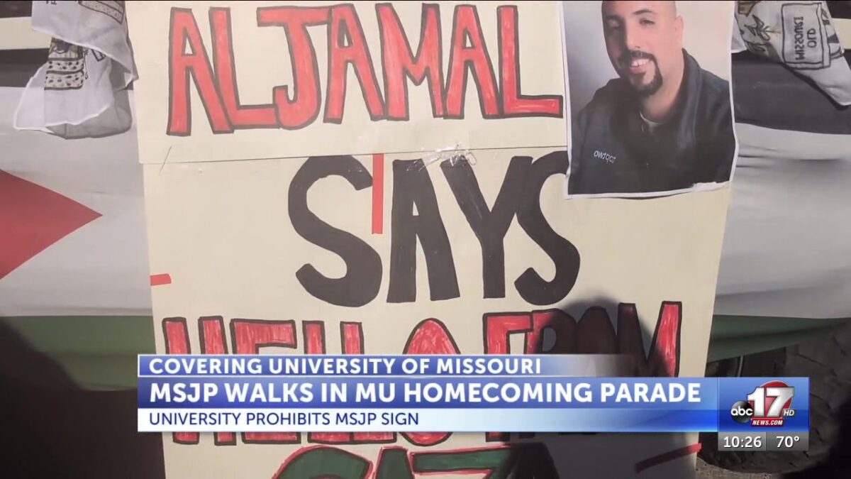 MSJP claims the group was told to take down a parade decoration during MU’s homecoming parade