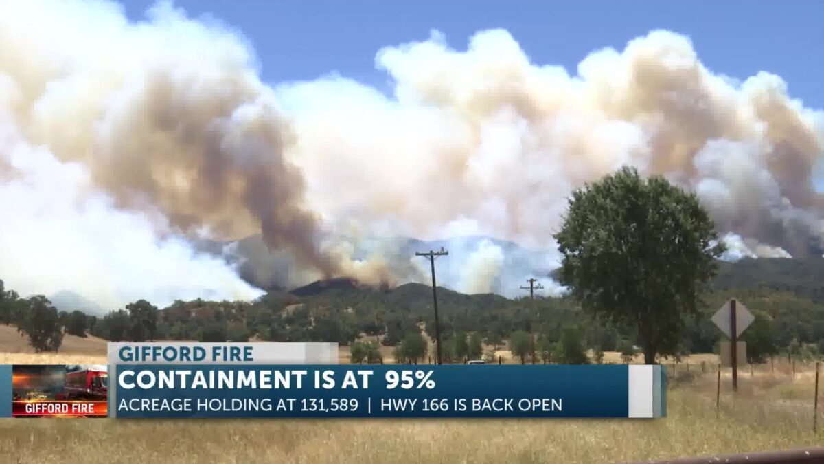 Gifford Fire along Highway 166 grows to over 130