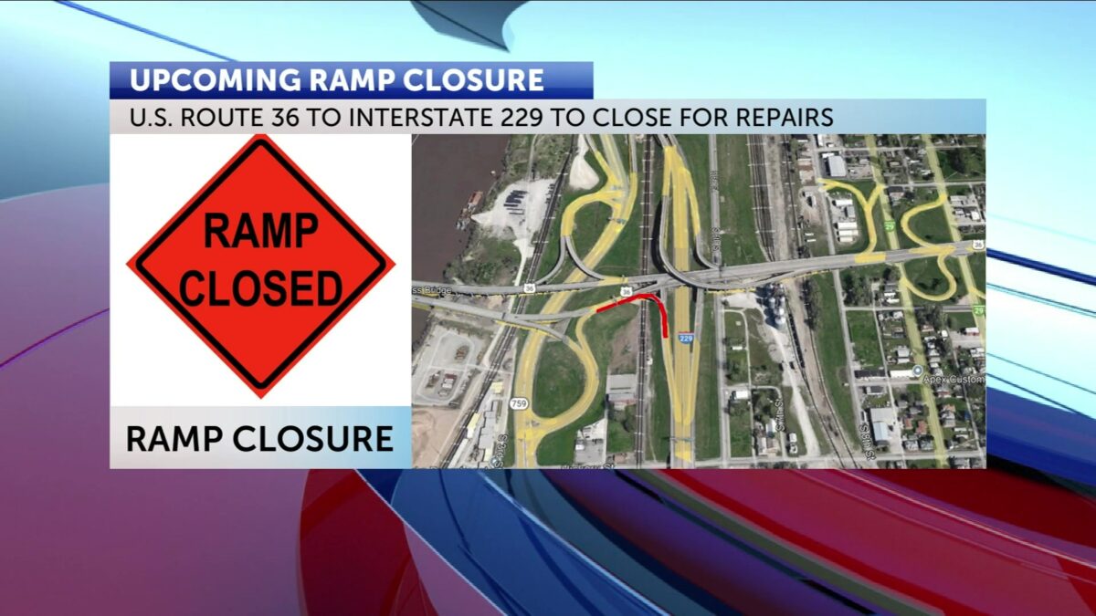 MoDOT temporarily closes westbound U.S. Route 36 to I-229 southbound ramp