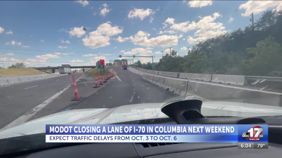 Lane closure scheduled next weekend for I-70 in Columbia