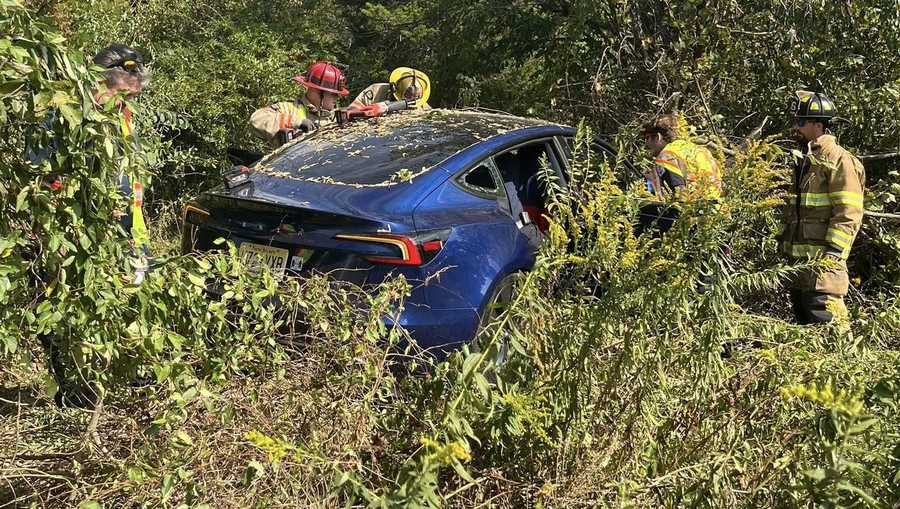 One person was injured after a car crashed into the woods from Interstate 83 in York County on Monday.