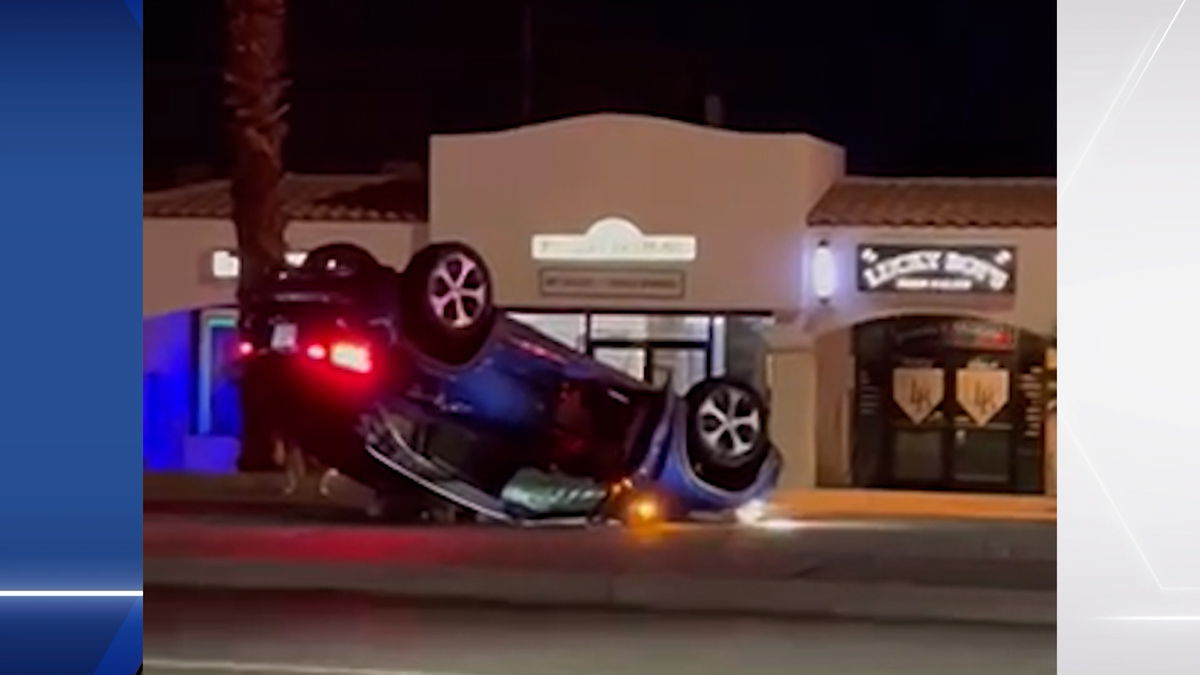 No injuries after rollover crash Sunday night in Palm Desert