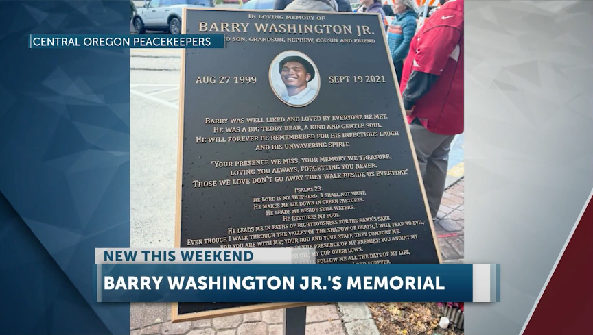 Bend community dedicates memorial honoring Barry Washington Jr. 