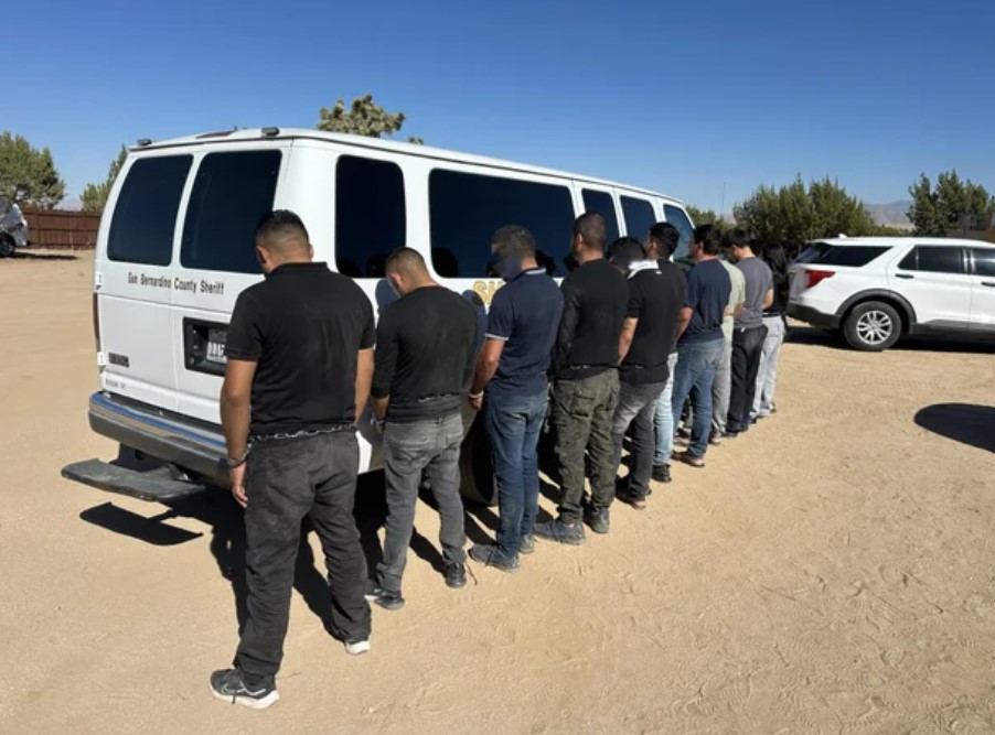 Several of the suspects arrested in connection with the San Bernardino County train burglaries.