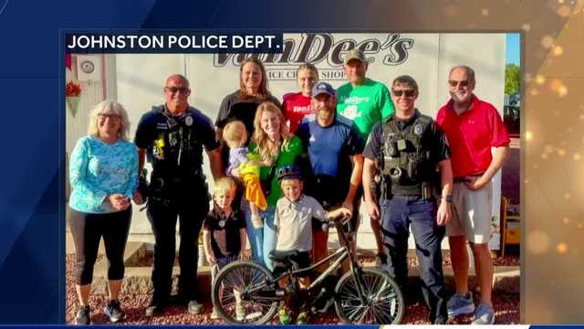 The Johnston Police Department recently awarded Joey Bertroche a brand-new bicycle