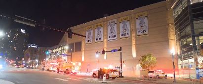 A fan suffered life-threatening injuries when he fell from the stands at PPG Paints Arena during Monday night's game between the Pittsburgh Penguins and the St. Louis Blues
