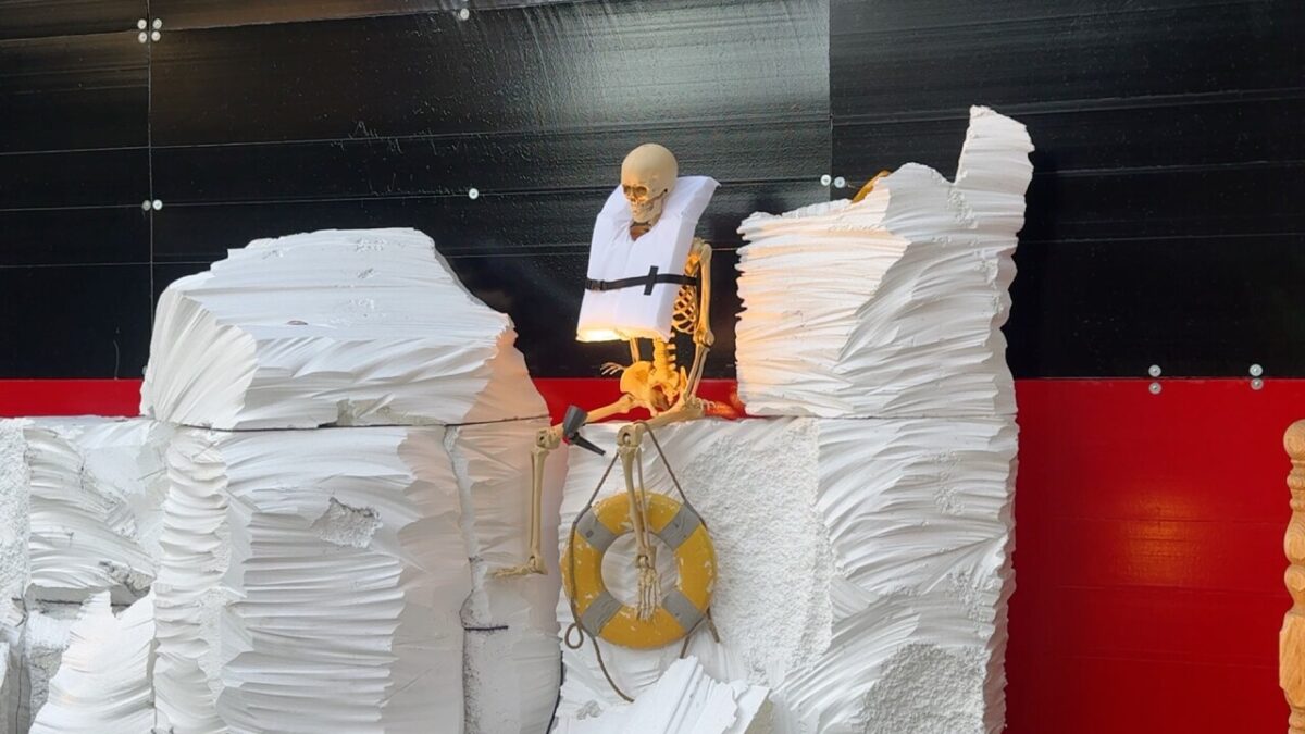 A life-sized Titanic has risen from the lawn