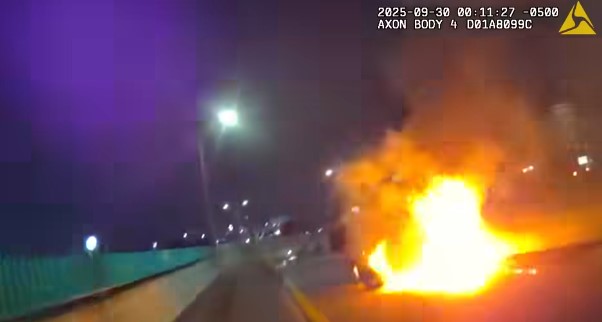 The Mesquite Police Department is praising one of its officers for a heroic act that was caught on camera.