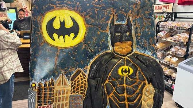 Mancini's Bread unveiled its Batman-inspired Halloween bread art on Sunday