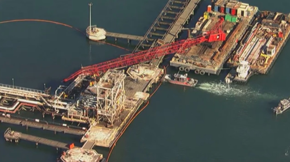 A large crane collapsed on the waterfront in Everett