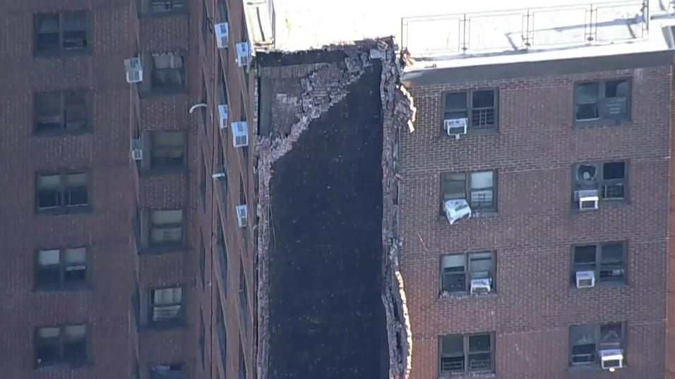 The incinerator shaft of a Bronx building collapsed after a gas explosion on Oct. 1