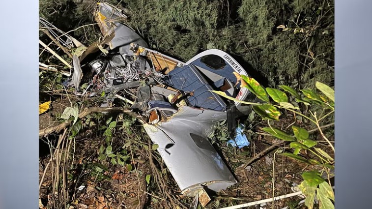 The site of a single-engine plane crash near the Orange-Lawrence County line in southern Indiana on Oct. 5