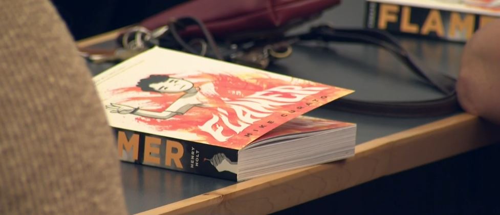 The author of the illustrated novel "Flamer" spoke to a crowd in Harford County on Tuesday after his book was banned by the county's Board of Education.