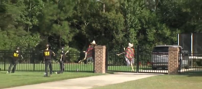 Halloween decorations set up at the home of Mobile County Sheriff Paul Burch have drawn criticism from residents
