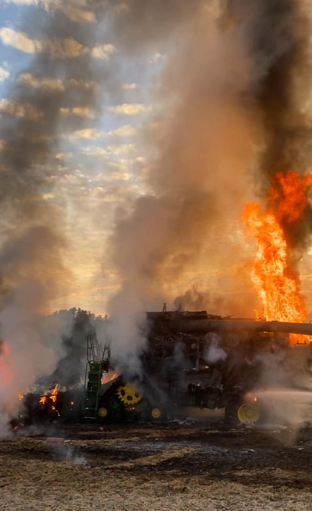No injuries reported after combine catches fire in Randolph County
