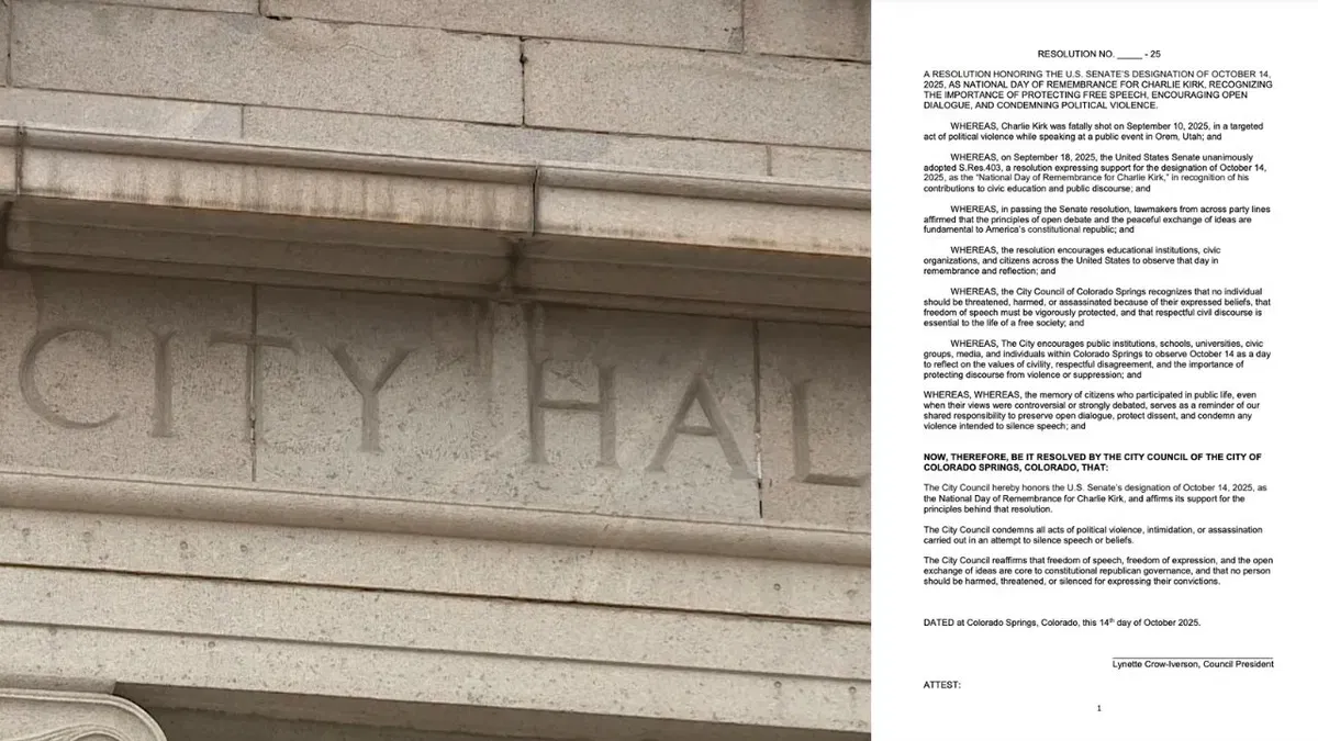 Colorado Springs City Council approves Charlie Kirk Remembrance Day resolution