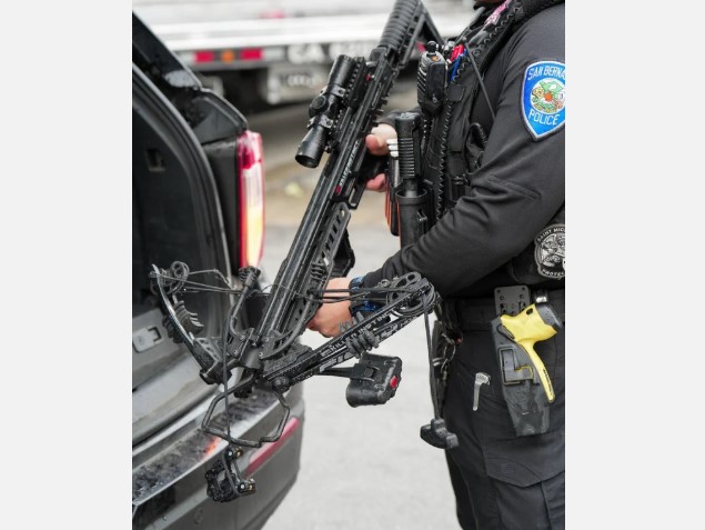 Officers seized a crossbow from the bus driver.