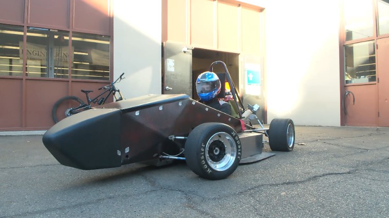 The car was built by the Chico State Formula SAE Club — short for the Society of Automotive Engineers — and nearly every component was made from scratch