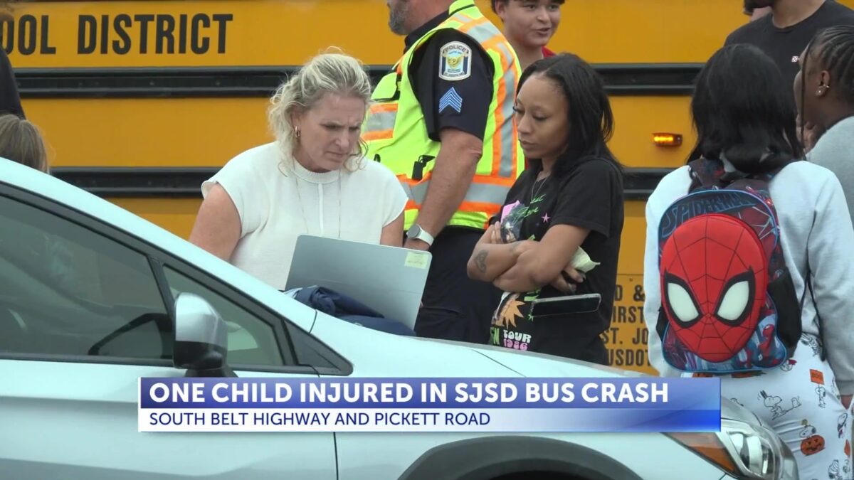 SJSD School Bus runs in to pickup truck on Belt Highway