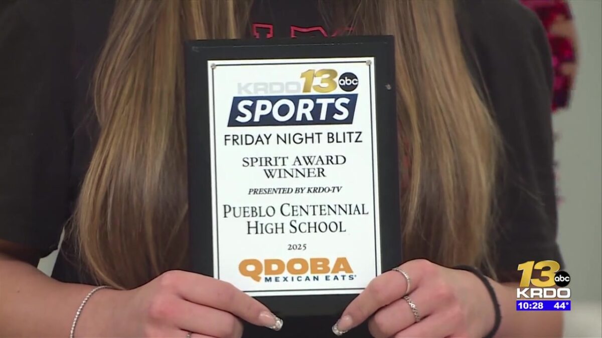 Pueblo Centennial receives the Qdoba Friday Night Blitz Spirit Award plaque