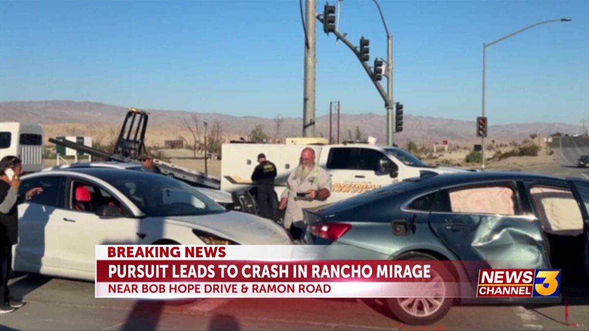 Pursuit on suspected DUI driver ends in crash in Rancho Mirage