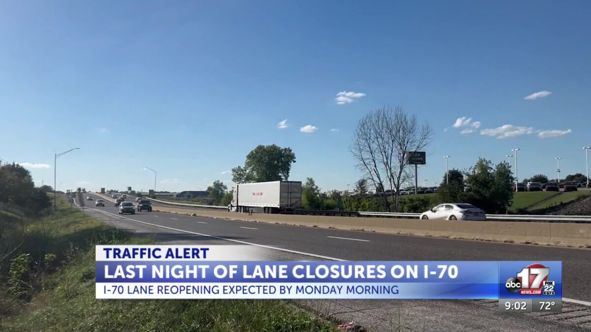 Sunday marks final night of lane closures on I-70 in Columbia near Range Line Street