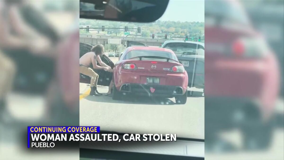 Caught on Camera: Shirtless man carjacking in Pueblo