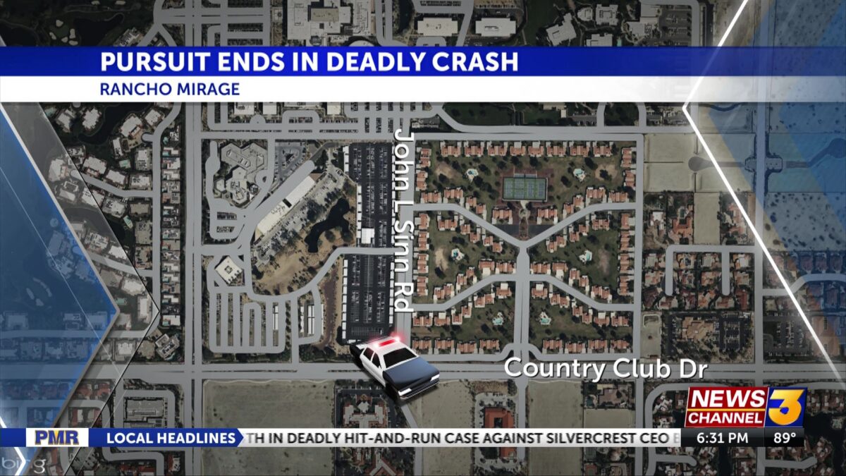 Motorcyclist dead after pursuit crash in Rancho Mirage