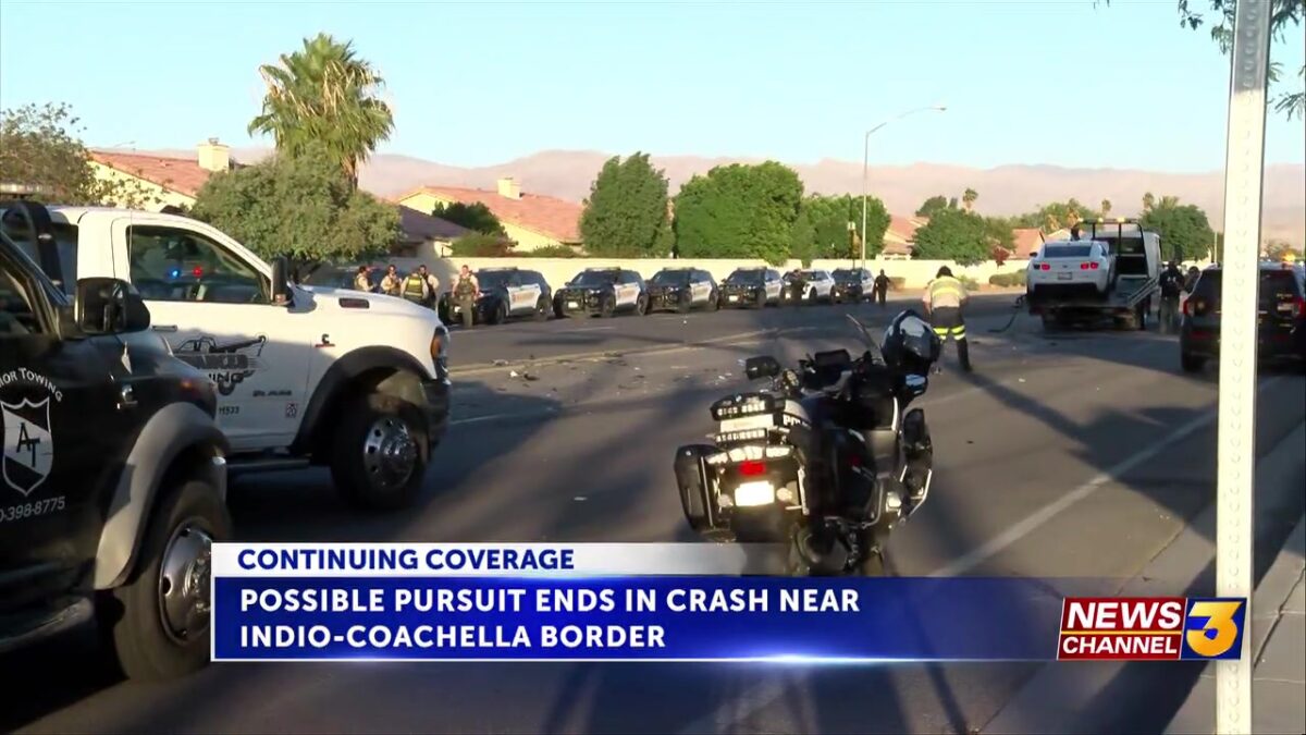 Car chase suspect arrested after crashing car and fleeing the scene near Indio-Coachella border